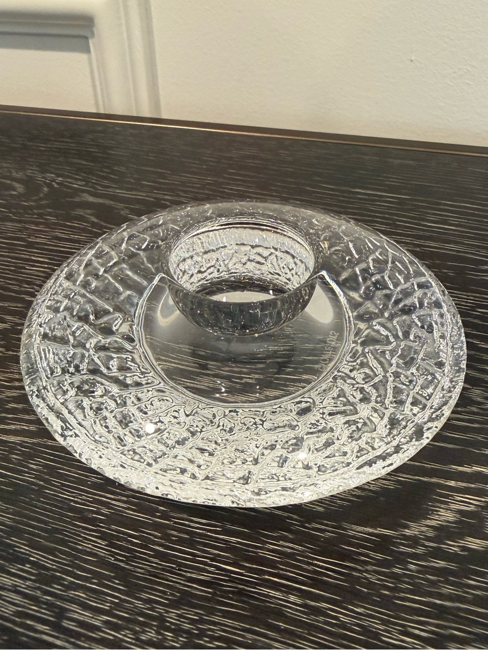 Orrefors Sweden Crystal Discus Votive Candle Holder